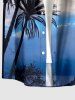Coconut Tree Ombre Sky Print Hawaii Button Pocket Shirt For Men -  