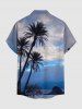 Coconut Tree Ombre Sky Print Hawaii Button Pocket Shirt For Men -  
