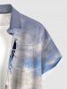 Coconut Tree Ombre Sky Print Hawaii Button Pocket Shirt For Men -  