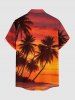 Coconut Tree Ombre Dusk Print Hawaii Button Pocket Shirt For Men -  