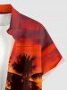 Coconut Tree Ombre Dusk Print Hawaii Button Pocket Shirt For Men -  