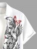 Chemise Angel Clock pour homme à imprimé papillon et fleur avec poche boutonnée - Blanc 6XL