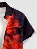 Plus Size Glitter Hibiscus Flower Print Hawaii Button Pocket Shirt For Men - Rouge foncé 2XL