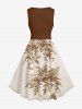 Plus Size Angel Flower Leaf Branch Print Swing A Line Dress -  