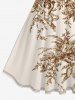 Plus Size Angel Flower Leaf Branch Print Swing A Line Dress -  