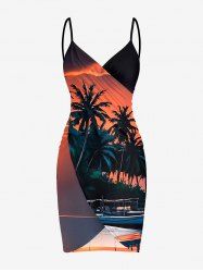 Coconut Tree Ombre Sky Print Hawaii Convertible Beach Cover Up -  