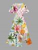 Coconut Tree Hibiscus Flower Fruit Sun Print Matching Hawaii Beach Outfit For Couples -  