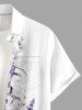 Flower Leaf Print Buttons Pocket Hawaii Shirt For Men - Blanc Lait 3XL