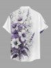 Flower Leaf Print Buttons Pocket Hawaii Shirt For Men - Blanc Lait 3XL