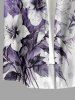 Flower Leaf Print Buttons Pocket Hawaii Shirt For Men - Blanc Lait 5XL
