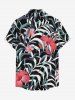Hibiscus Flower Leaf Print Buttons Pocket Hawaii Shirt For Men -  