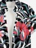 Hibiscus Flower Leaf Print Buttons Pocket Hawaii Shirt For Men -  