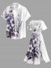 Flower Leaf Print Split Hawaii Midi Dress -  