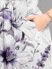 Flower Leaf Print Split Hawaii Midi Dress -  