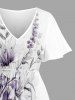 Flower Leaf Print Split Hawaii Midi Dress -  
