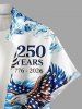 Patriotic American Flag Eagle Sea Waves Print Buttons Pocket Shirt For Men -  