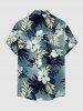 Plus Size Hibiscus Flower Tropical Leaf Print Buttons Pocket Hawaii Shirt For Men -  