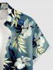 Plus Size Hibiscus Flower Tropical Leaf Print Buttons Pocket Hawaii Shirt For Men -  