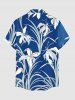 Flower Leaf Print Buttons Pocket Hawaii Shirt For Men -  