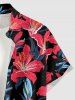 Hibiscus Flower Leaf Print Buttons Pocket Hawaii Shirt For Men -  