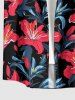 Hibiscus Flower Leaf Print Buttons Pocket Hawaii Shirt For Men -  