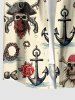 Skull Pirate Rose Flower Anchor Print Buttons Pocket Hawaii Shirt For Men - Beige M