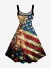 Patriotic American Flag Fireworks Print Tank Dress -  