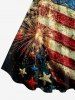 Patriotic American Flag Fireworks Print Tank Dress -  