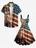 Patriotic American Flag Fireworks Print Tank Dress -  