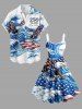 Patriotic American Flag Eagle Sea Waves Print Tank Dress -  