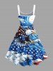 Patriotic American Flag Eagle Sea Waves Print Tank Dress -  