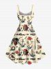 Skull Pirate Rose Flower Anchor Print Hawaii Tank Dress - Beige 6X