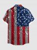 Men's Plus Size Glitter Sequins Patriotic American Flag Print Button Pocket Shirt -  