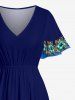 Hibiscus Flower Leopard Leaf Print Hawaii Split Pocket A Line Midi Dress -  