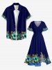 Hibiscus Flower Leopard Leaf Print Hawaii Split Pocket A Line Midi Dress -  