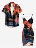 Coconut Tree Ombre Sky Print Hawaii Convertible Beach Cover Up -  