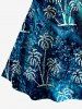 Coconut Tree Galaxy Print Hawaii Ruched Crisscross Strappy A Line Dress -  