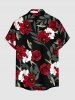Flower Leaf Branch Print Hawaii Button Pocket Shirt For Men -  