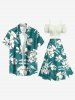 Flower Leaf Print Hawaii Split A Line Skirt -  