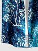 Plus Size Coconut Tree Ombre Galaxy Print Hawaii Button Pocket Shirt For Men -  