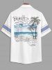 Men's Matching Two Piece Beach Tropical Coconut Tree Letter Graphic Print Camp Collar Short Sleeves Shirt And Drawstring Shorts Set -  