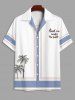 Men's Matching Two Piece Beach Tropical Coconut Tree Letter Graphic Print Camp Collar Short Sleeves Shirt And Drawstring Shorts Set -  