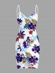 Plus Size Hibiscus Flower Leaf Guitar Turtle Print Convertible Hawaii Beach Cover -  