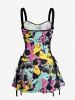 Colorful Sharks Print Matching Hawaii Beach Outfit For Couples - Rose Vif 