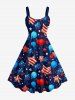 Patriotic American Flag Balloon Star Print Matching Outfit For Couples - Bleu profond 