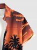 Coconut Tree Ombre Sky Print Matching Hawaii Beach Outfit For Couples - Couleur Caramel 