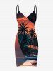 Coconut Tree Ombre Sky Print Matching Hawaii Beach Outfit For Couples - Couleur Caramel 