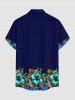 Hibiscus Flower Leopard Leaf Print Matching Hawaii Beach Outfit For Couples - Cadetblue 