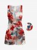Matching Hawaii Shirt and Romper Beach Outfit Ombre Flower Leaf Print For Couples -  