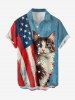 Patriotic American Flag Cat Print Matching Outfit For Couples - Bleu clair 